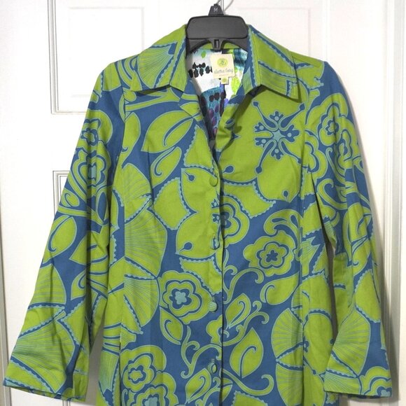 Electra Lang Psychedelic Silk-Lined Trench Coat Sz 00 - Picture 2 of 4